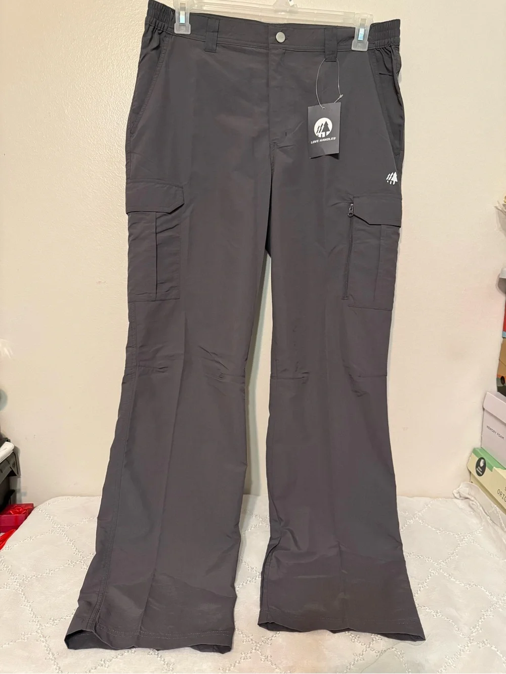Men's Black Cargo Pants with Elastic Waistband